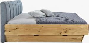 Masivní postel 180 x 200 s úložným prostorem a látkovým čelem
