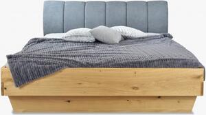 Masivní postel 180 x 200 s úložným prostorem a látkovým čelem