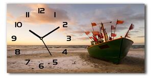 Skleněné hodiny na stěnu Rybářská loď pláž pl_zsp_60x30_f_102494694
