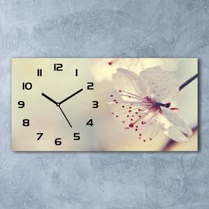 Moderní skleněné hodiny na stěnu Květ višně pl_zsp_60x30_f_102906126