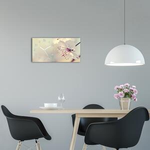 Moderní skleněné hodiny na stěnu Květ višně pl_zsp_60x30_f_102906126