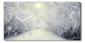 Skleněné hodiny na stěnu Hezký les zima pl_zsp_60x30_f_103882841