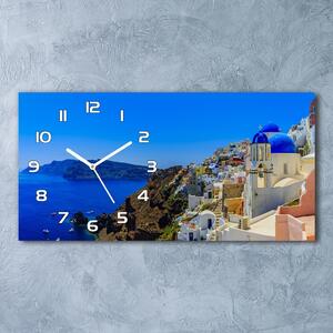 Skleněné hodiny na stěnu Santorini Řecko pl_zsp_60x30_f_103926529