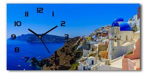 Skleněné hodiny na stěnu Santorini Řecko pl_zsp_60x30_f_103926529