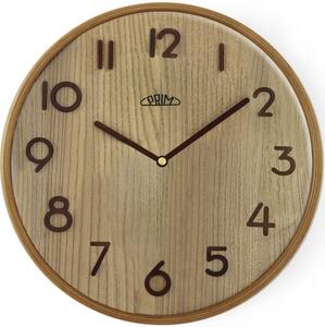 Dřevěné designové hodiny hnědé/světle hnědé Nástěnné hodiny PRIM Natural Veneer
