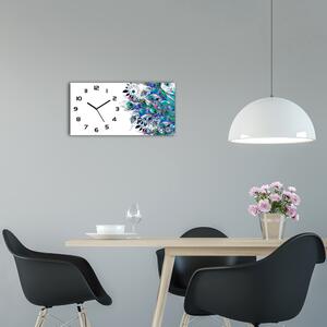 Moderní skleněné hodiny na stěnu Paví pírka pl_zsp_60x30_f_104100507
