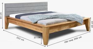 Dubová postel masiv - čelo látkové, Torino 180 x 200 cm