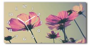 Skleněné hodiny na stěnu tiché Růžové květiny pl_zsp_60x30_f_104707608
