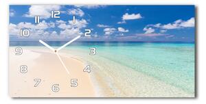 Skleněné hodiny na stěnu Pláž Maledivy pl_zsp_60x30_f_104787561