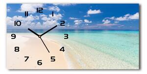 Skleněné hodiny na stěnu Pláž Maledivy pl_zsp_60x30_f_104787561