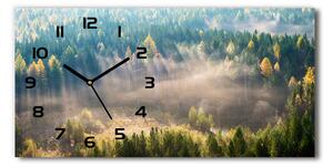 Skleněné hodiny na stěnu tiché Mlha v lese pl_zsp_60x30_f_104886541
