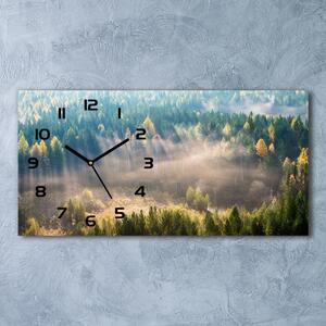 Skleněné hodiny na stěnu tiché Mlha v lese pl_zsp_60x30_f_104886541