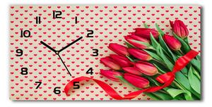 Skleněné hodiny na stěnu Tulipány srdce pl_zsp_60x30_f_104956051