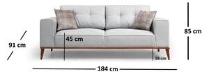 Designová sedačka Tarika 184 cm světle šedá