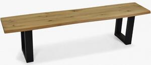 Dubová lavice bez opěrky s kovovými nohami, Emma 160 cm