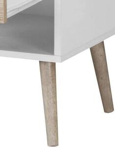 Noční stolek SUNDAL I 23038A 49x50x39 cm nohy dřevo kaučukovník ostatní dřevolaminát barva bílá povrch matný dekor dub