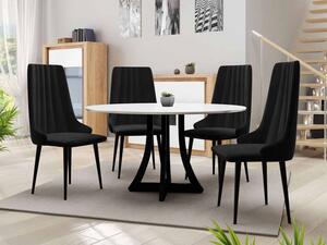 Kulatý stůl Dagerto FI 100 se 4 židlemi ST93 03, Barva: bílý lesk / černý lesk, Potah: Magic Velvet 2217 Mirjan24 5903211161896