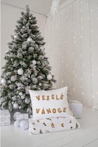 Bílé povlečení na jednolůžko z bavlněného saténu 140x200 cm Veselé Vánoce – Butter Kings