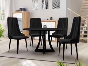 Kulatý stůl Dagerto FI 100 se 4 židlemi ST93 03, Barva: černá, Potah: Magic Velvet 2225 Mirjan24 5903211161841