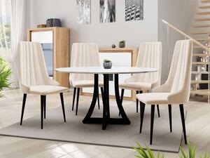 Kulatý stůl Dagerto FI 100 se 4 židlemi ST93 03, Barva: bílý lesk / černý lesk, Potah: Magic Velvet 2250 Mirjan24 5903211161919