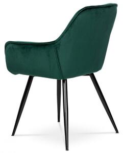 Jídelní židle, potah zelená sametová látka, kovová 4nohá podnož, černý lak DCH-421 GRN4