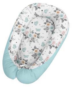 Hnízdečko pro miminko BABY - vzor pugét - mátové