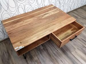 Konferenční stolek 23326A se šuplíkem a úložnám prostorem 52x110x72 cm dřevo akácie masiv kov