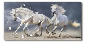 Skleněné hodiny na stěnu Bílí koně pláž pl_zsp_60x30_f_106869148