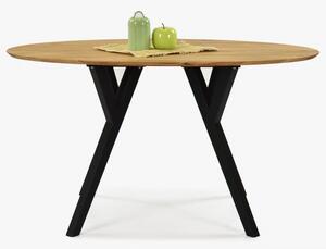 Dubový oválný stůl, černé nohy mak 140 x 90 cm