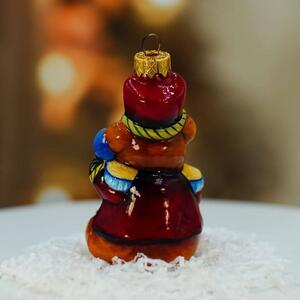Dům Vánoc Sběratelská skleněná ozdoba na stromeček Cirkusový medvěd