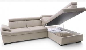 Kožená rohová sedačka s úložným prostorem a funkcí spaní - SALERNO více barev