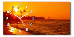 Skleněné hodiny na stěnu Západ slunce pláž pl_zsp_60x30_f_112375136