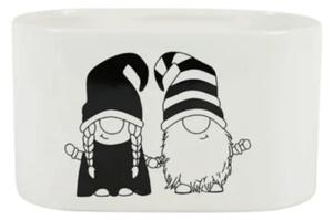 Vánoční květináč GNOME LOVE keramický 19,5x11 cm, bílý