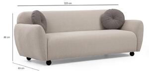 Designová 3-místná sedačka Jamiya 223 cm krémová