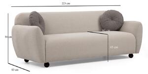 Designová 3-místná sedačka Jamiya 223 cm bílá