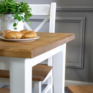 Dřevěná provence jídelní židle bílo hnědá, Lille
