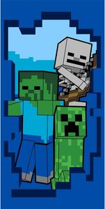 Modrá bavlněná dětská osuška 70x140 cm Minecraft "Beware" – Jerry Fabrics