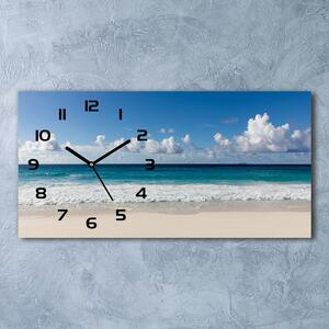 Skleněné hodiny na stěnu tiché Pláž Seychely pl_zsp_60x30_f_116222008