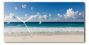 Skleněné hodiny na stěnu tiché Pláž Seychely pl_zsp_60x30_f_116222008