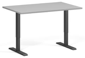 Výškově nastavitelný stůl, 120x80 cm, 1 motor, černá podnož, šedá
