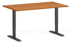 Výškově nastavitelný stůl, 1 motor, 745 - 1235 mm, deska 1400 x 800 mm, černá podnož, třešeň