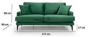 Designová sedačka Fenicia 175 cm zelená