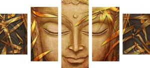 5-dílný obraz usmívající se Buddha