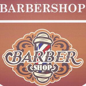 Kovová cedule ve tvaru štítu Barber Shop 3