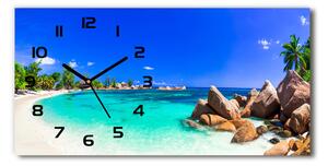 Skleněné hodiny na stěnu tiché Pláž Seychely pl_zsp_60x30_f_118051170