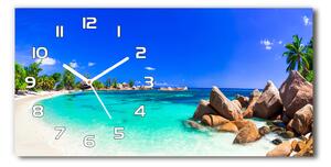 Skleněné hodiny na stěnu tiché Pláž Seychely pl_zsp_60x30_f_118051170