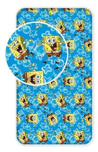 Modré napínací bavlněné dětské prostěradlo 90x200 cm Sponge Bob "Blue" – Jerry Fabrics