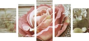 5-dílný obraz elegantní vintage růže