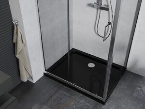 MEXEN - Apia sprchový kout, posuvné dveře, 100 x 80 cm, transparentní, chrom + vanička Flat, černá - 840-100-080-01-00-4070