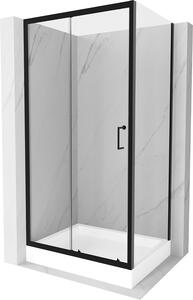 Mexen APIA, sprchový kout s posuvnými dveřmi 100 (dveře) x 80 (stěna) cm, 5mm čiré sklo, černý profil + bílá sprchová vanička RIO,…